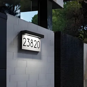 House Numbers Solar Powered, Address Plaques for House, LED Illuminated Waterproof Outside Address Sign 3000K Warm White LED